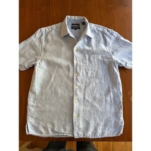 Austin Reed London Light Blue 100% Linen Short Sleeve Button Down Shirt Size M